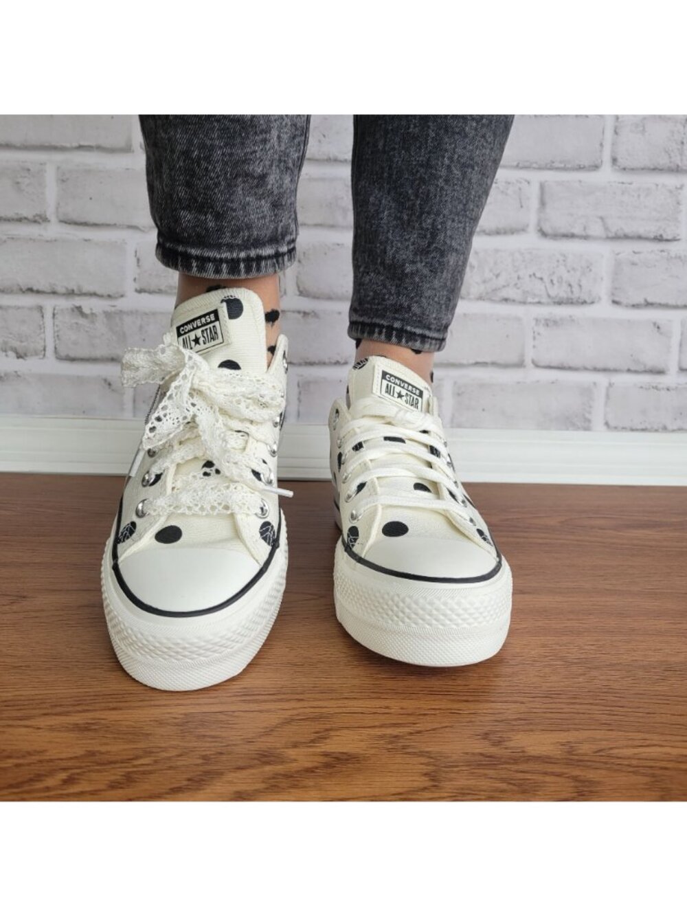 ❤️Chuck Taylor All Star Lift Platform Polka Dots 10 Women Shoes White A10689C❤️ - Picture 4 of 14